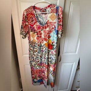 Johnny Was Multicolor Patchwork Midi Dress